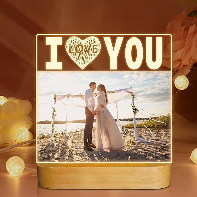 Attivolife I Love You Picture Frame, Light up Photo Frame with Warm LED Night Light, Desktop Display Creative Memory Gifts for Couple Women Mom Valentine Day Wedding Anniversary Present(4x6'' Photo) - LeafyLoom