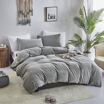 Wellboo Grey Comforter Sets California King Women Men Gray Fluffy Bedding Comforters Cal King Solid Dark Grey Velvet Aesthetic Quilts Soft Warm Winter Plush Blanket Plain Gray Flannel Thick Sherpa Bed - LeafyLoom