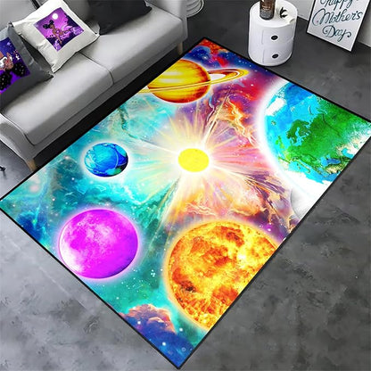 Space Rug for Boys Room - Solar System Rugs for Boys Bedroom Outer Space Area Rug for Boys Bedroom Kids Rugs for Playroom Galaxy Area Rugs for Kids Bedroom Space Rug Living Room,4'×5' - LeafyLoom