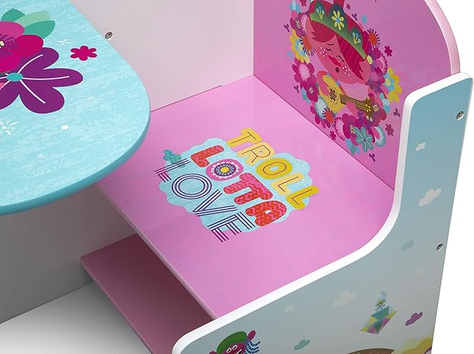 Delta Children Chair Desk with Storage Bin, Trolls World Tour - LeafyLoom