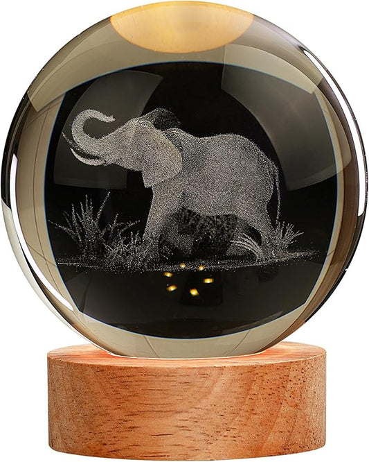 Large 3D Elephant Lamp Crystal Ball Night Light, Light up Elephant 16 Color Changing with Remote Control for Bedroom Decor, Cool Desk Decor Gift for Teens Boys and Girls, Elephant - LeafyLoom