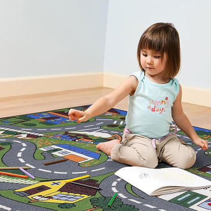 Ottomanson Jenny Children's Collection, Area Rug - 5' x 6'6", Educational Traffic - LeafyLoom