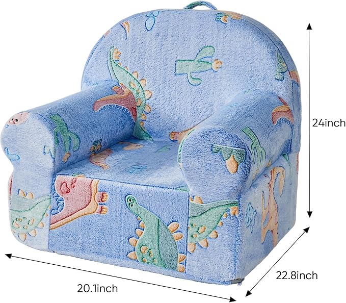 Toddler Chair Kids Plush Chair Kids Sofa Sherpa Kids Chairs, Toddler Couch Bean Bag Chairs for Kids Gaming Chair for Kids Glow in The Dark, Dinosaur - LeafyLoom