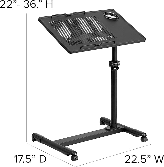 Flash Furniture Macon Black Adjustable Height Steel Mobile Computer Desk - LeafyLoom