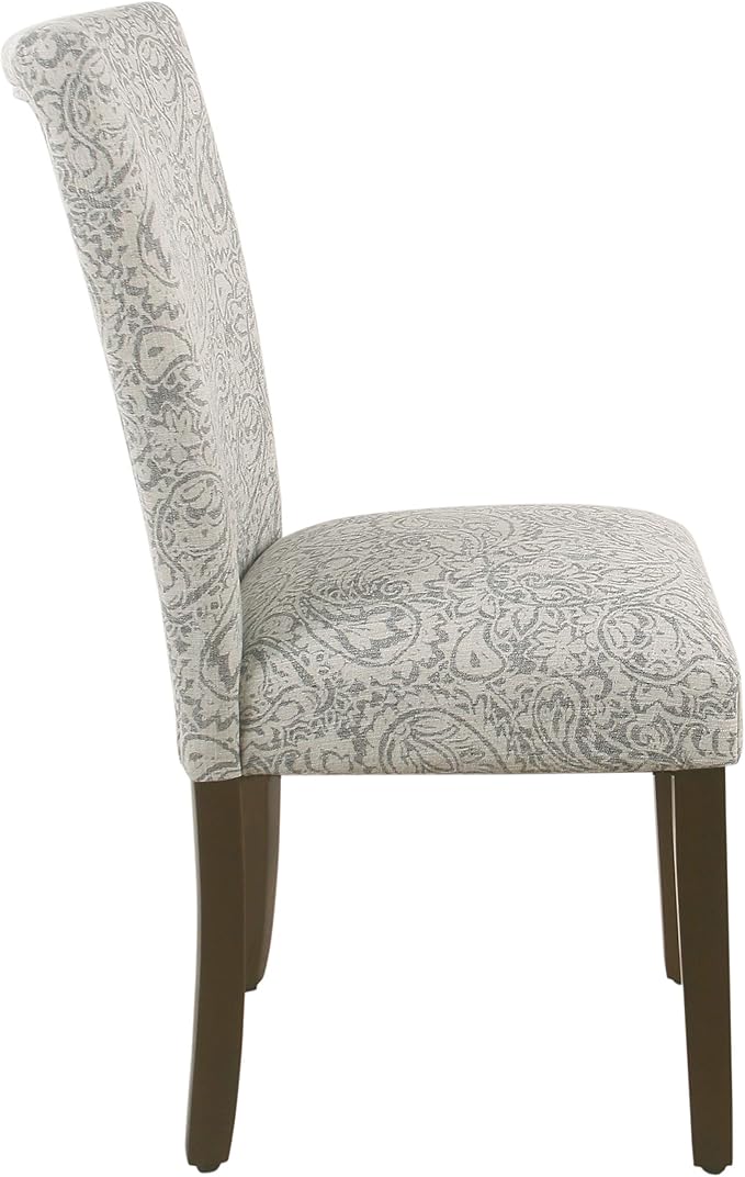 HomePop Parsons Classic Dining Room Tables and Chairs, Pack of 2, Light Grey Floral - LeafyLoom