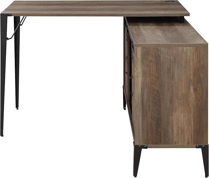 NicBex Laik-DW-00068-DX Desks, 48" W x 48" D x 31" H, Rustic Oak+Black - LeafyLoom