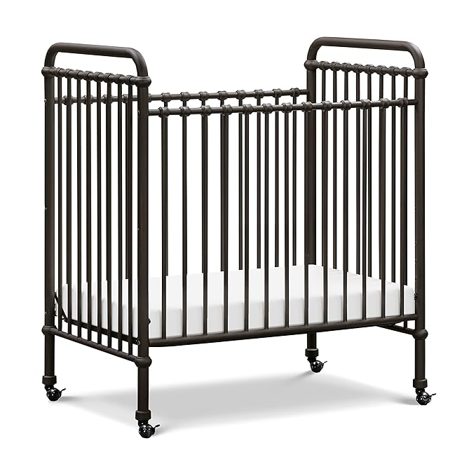 NAMESAKE Abigail 3-in-1 Convertible Mini Metal Crib in Vintage Iron, Greenguard Gold Certified - LeafyLoom