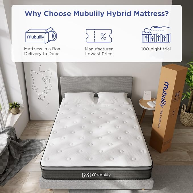 King Mattress,8 Inch Hybrid Mattress in a Box with Gel Memory Foam,Motion Isolation Individually Wrapped Pocket Coils Mattress,Pressure Relief,Medium Firm Support,CertiPUR-US. - LeafyLoom