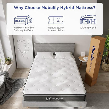 King Mattress,8 Inch Hybrid Mattress in a Box with Gel Memory Foam,Motion Isolation Individually Wrapped Pocket Coils Mattress,Pressure Relief,Medium Firm Support,CertiPUR-US. - LeafyLoom