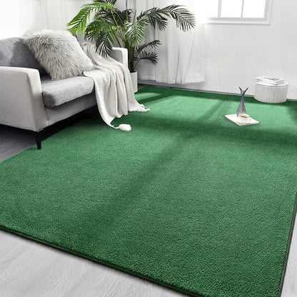 Area Rugs for Bedroom Living Room, 4x6 Green Super Soft Comfy Thickened Memory-Foam Indoor Carpets, Modern Aesthetic Minimalist Carpet for Boys Girls Adults Apartment Nursery Home Décor - LeafyLoom