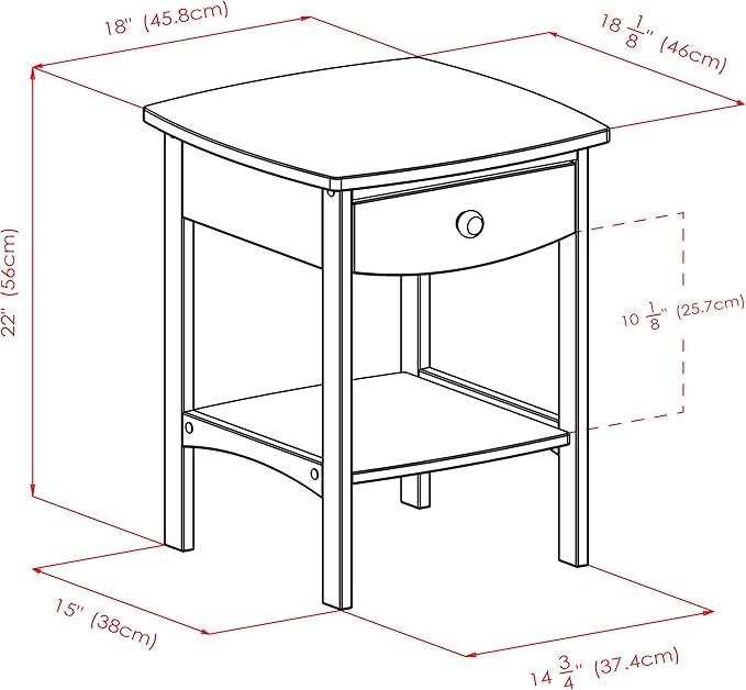 Winsome Basics Solid Wood End Table Nightstand - LeafyLoom