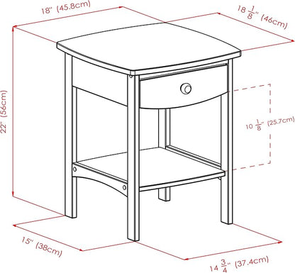 Winsome Basics Solid Wood End Table Nightstand - LeafyLoom