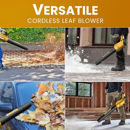 Leaf Blower Cordless, 580CFM/160MPH & 3 Speed Levels, Electric Cordless Leaf Blower with 2 * 4.0Ah Battery Powered, Blowers for Lawn Care, Blower with Extension Nozzle - LeafyLoom