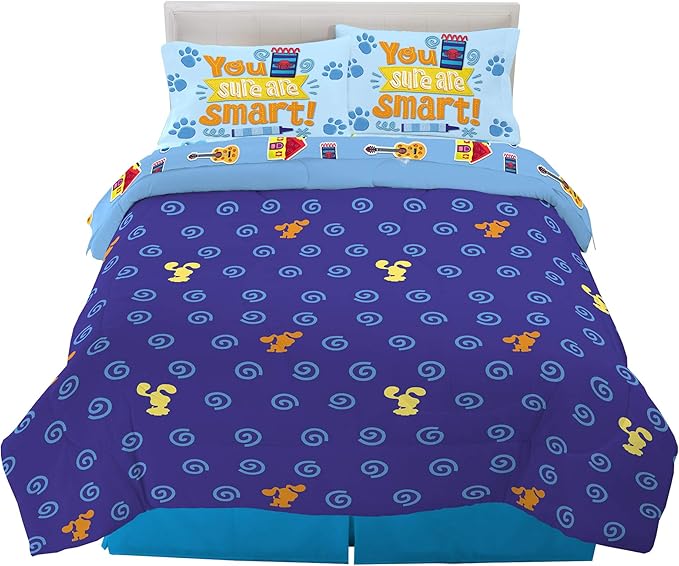 Franco Kids Bedding Super Soft Comforter and Sheet Set, 5 Piece Full Size, Blues Clues - LeafyLoom