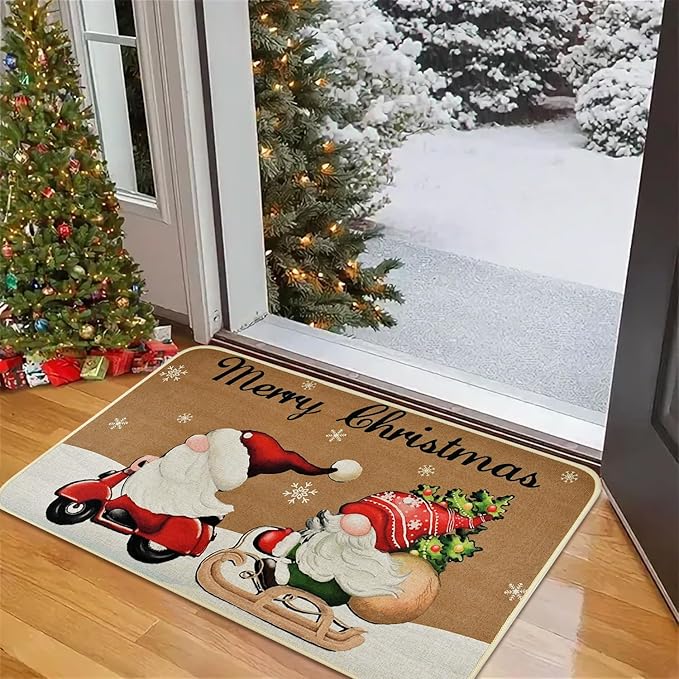 Vanleonet Merry Christmas Gnome Door Mat, Christmas Welcome Decorative Doormat,Winter Xmas Holiday Front Porch Rugs, Outdoor Indoor Entrance Doormat, Front Door Mats Floor Mat, 29 x 17 Inch Vanleonet