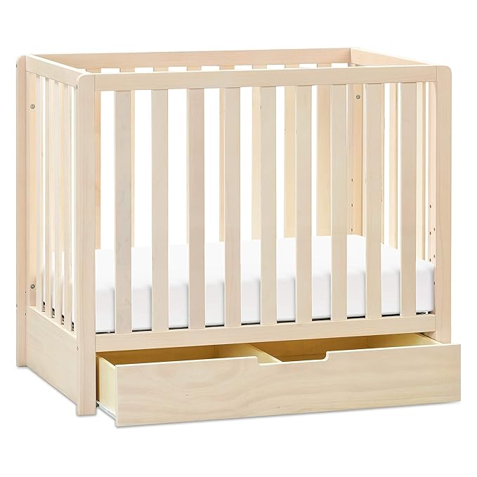 Carter's by DaVinci Colby 4-in-1 Convertible Mini Crib with Trundle Drawer in Washed Natural, Greenguard Gold Certified, Undercrib Storage - LeafyLoom