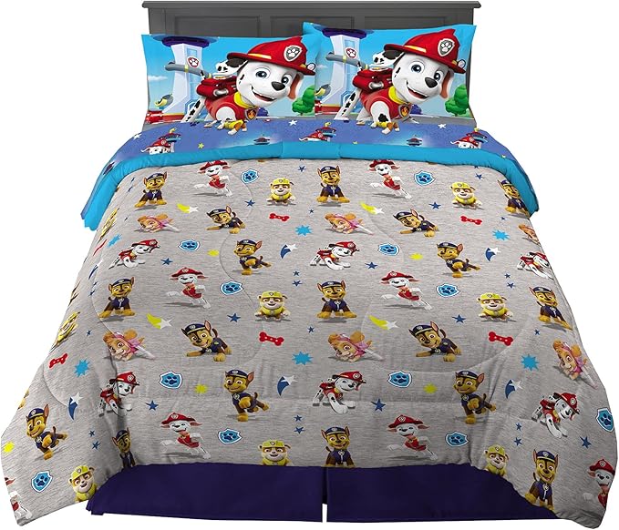 Franco Paw Patrol Kids Bedding Super Soft Comforter And Sheet Set, 5 Piece Full Size, (Official) Nickelodeon, 39 x 75 Inch - LeafyLoom