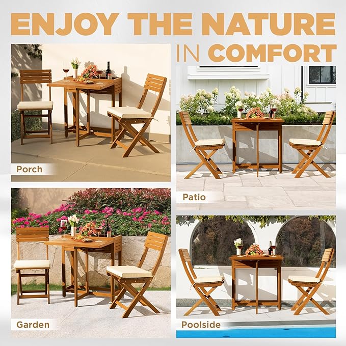 Natural Bistro Set, Onesize, Flower Shelf Table - LeafyLoom