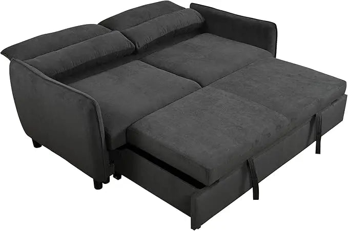 Corduroy Upholstered Convertible Futon Loveseat Sofa Bed, 3 Seater Multi-Functional Reclining Couch Pull Out Sofabed Sofá Cama Para Sala w/Adjustable Backrest, Furniture for Living Room Office - LeafyLoom