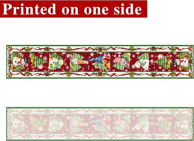 Christmas Table Runner 72 Inches Long Snowflake Buffalo Plaid Table Runner Christmas Theme Holiday Xmax Snowman Gnome Christmas Table Runner for Kitchen Dining Table Home Party Decorations Unibyby