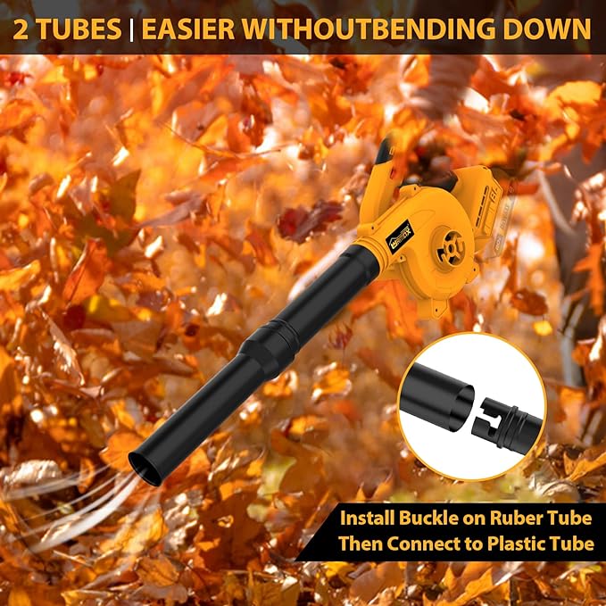 Cordless Leaf Blower for DEWALT 20V Max Battery, 2-in-1 Handle Electric Blower + Vacuum Cleaner, 6 Variable Speed Up to 180MPH, Electric Jobsite Air Blower with Brushless Motor (Battery Not Included) - LeafyLoom