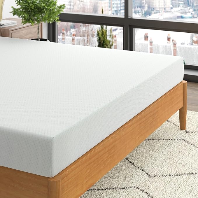 ZINUS 6 Inch Green Tea Memory Foam Mattress, King, Fiberglass Free, Patented Custom Contour Support, Sturdy Base Foam, CertiPUR-US Certified, Mattress in A Box, White - LeafyLoom