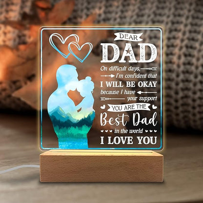 You are Best Dad in The World Acrylic Night Light Gifts for Daddy on Fathers Day, Christmas, Birthday from Son, Daughter - LeafyLoom