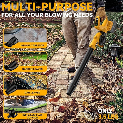 Cordless Leaf Blower for Dewalt 20V Battery, 3 Speed Modes Up to 200MPH, 270° Rotatable Electric Leaf Blower with 4 Blowing Nozzles(No Battery) - LeafyLoom