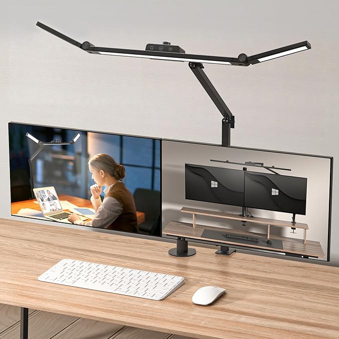 Led Desk Lamp for Office Home, Architect Desk Lamp with Clamp, Ultra Bright Dimmable Table Light, Stepless Dimming and Tempering Desk Light for Workbench Drafting Reading Study (Black) - LeafyLoom