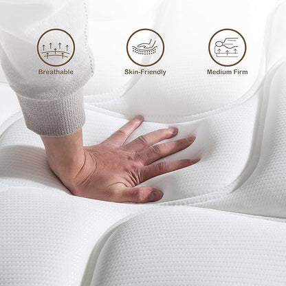 King Mattress,12 Inch King Size Mattress in a Box,Gel Memory Foam and Innerspring Hybrid Mattress with Individual Pocket Spring for Motion Isolation,Pressure Relief,Medium Firm Feel - LeafyLoom