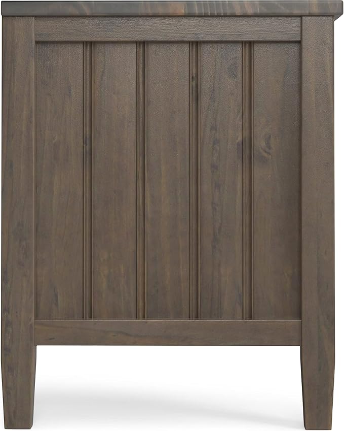 SIMPLIHOME Lev SOLID WOOD 50 Inch Wide Contemporary Low TV Media Stand in Smoky Brown for TVs up to 55 Inches, For the Living Room and Entertainment Center - LeafyLoom