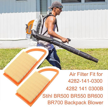 FitBest 2 Pack Air Filter for Stihl Backpack Blower BR500 BR550 BR600 BR700 replaces Part# 4282 141 0300 Pack of 2 Orange - LeafyLoom