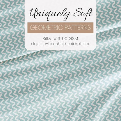 4 Piece Full Bedding Sheet Set (Light Blue Chevron) - Sleep Better Than Ever with These Ultra-Soft & Cooling Bed Sheets for Your Full Size Bed - Deep Pocket Fits 16" Mattress - LeafyLoom