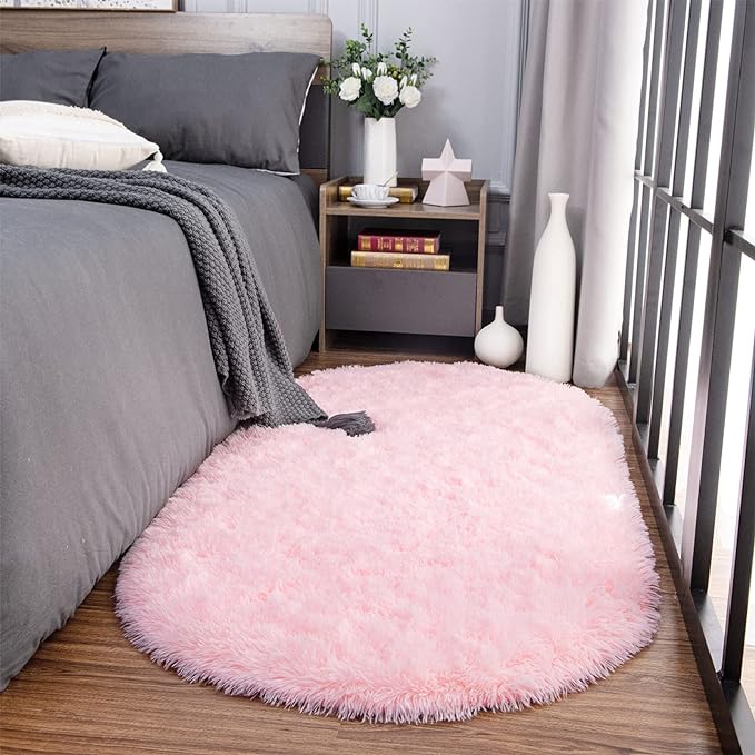 Noahas Ultra Soft Fluffy Rugs,Pink Area Rugs for Bedroom Shaggy Oval 2.6' x 5.3' Kids Bedroom Fuzzy Bedside Small Carpet Aesthetic,Nursery Rug for Baby,Room Decor for Teen Girls - LeafyLoom