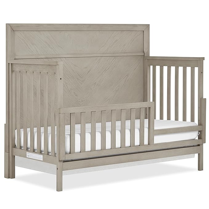 Evolur Lourdes Convertible Crib Toddler Guard Rail in Porcini, Full and Easy Assembly, Lasting Quality, Converts Cribs to Toddler Beds, Made of Solid Hardwood - LeafyLoom