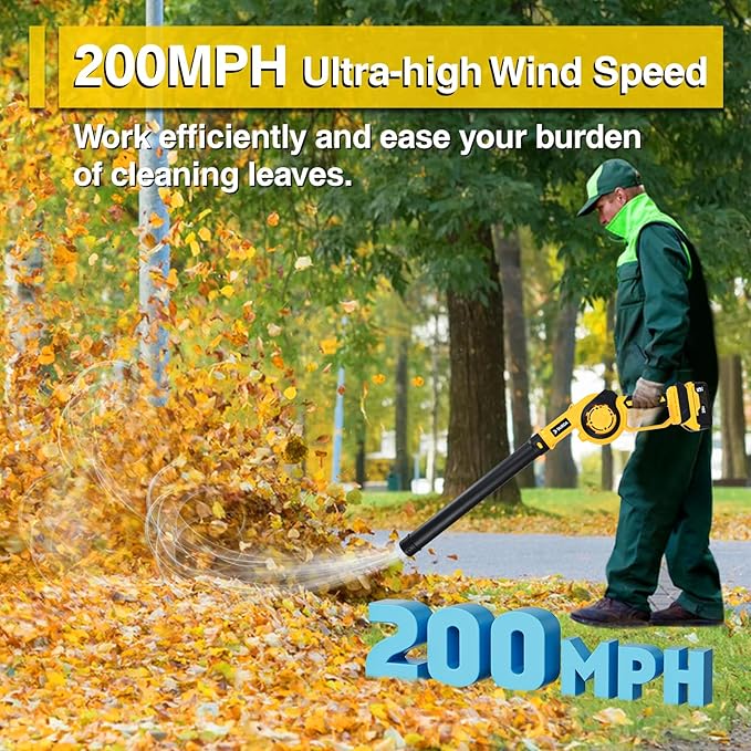 Cordless Leaf Blower for Dewalt 20V Max Battery (NO Battery), 200MPH Mini Leaf Blower with 3 Variable Speed, Electric Handheld Leaf Blower for Yard Care,Patio,Porch,Workbench Clean (Bare Tool) - LeafyLoom