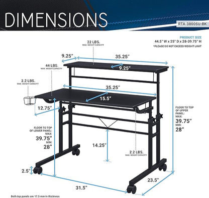 NicBex Laik-DW-00050-DX Desks, 35.25" W x 25" D x 28" H, Black - LeafyLoom