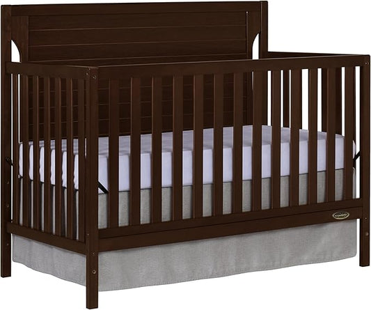 Cape Cod 5-in-1 Convertible Crib in Espresso, Greenguard Gold Certified, 55x30x44.5 Inch (Pack of 1) - LeafyLoom