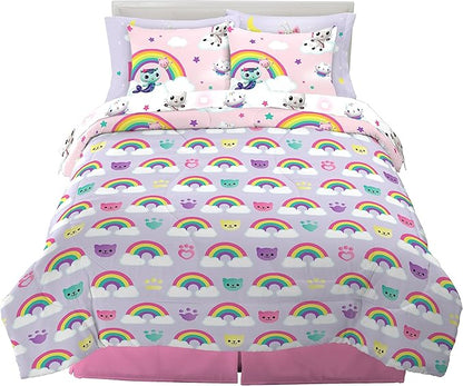 Franco Gabby's Dollhouse Kids Bedding Super Soft Comforter and Sheet Set with Sham, 7 Queen Size, (Official Licensed Product) - LeafyLoom