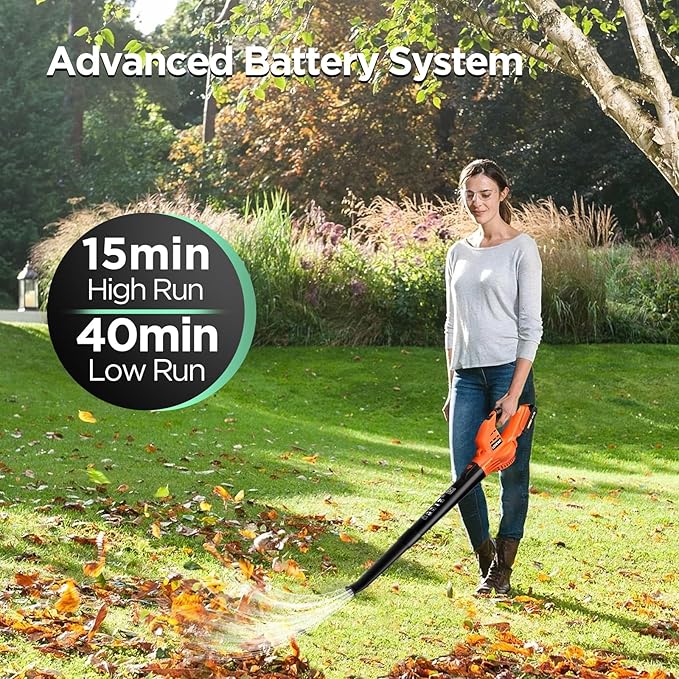 Cordless Leaf Blower, 150Mph Handheld Electric Leaf Blowers with 2.0Ah Battery & Fast Charger, 2 Speed Mode, 20V Battery Powered Leaf Blowers for Cleaning Patio, Yard, Sidewalk - LeafyLoom