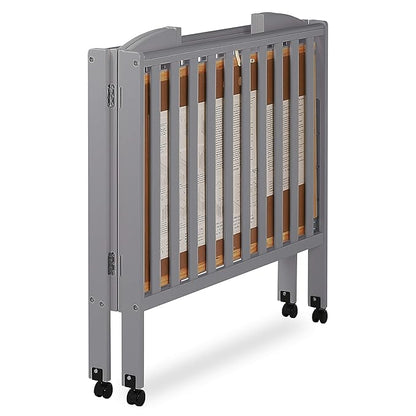 3 in 1 Portable Folding Stationary Side Crib in Steel Grey, Greenguard Gold Certified, Safety Wheels with Locking Casters, Convertible, 3 Mattress Heights - LeafyLoom