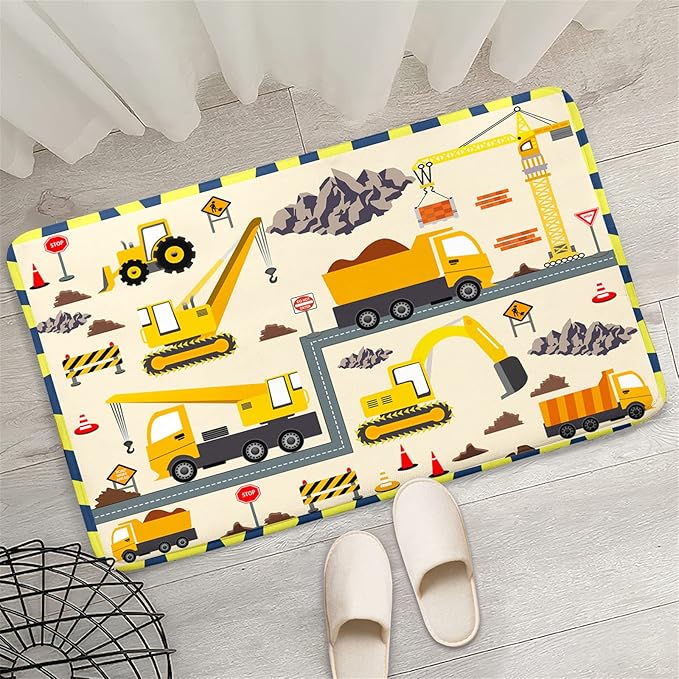 Construction Play Mat Car Rug Play Mat Construction Rugs for Boys Room Car Rug for Boys Room Construction Decor for Boys Room Playroom Rug for Livingroom 2'×3' - LeafyLoom