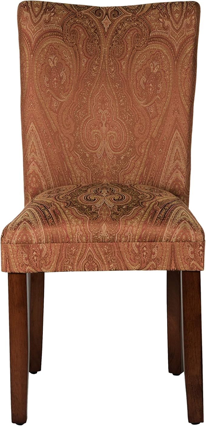 Homepop Home Decor |K1136-F765 | Classic Upholstered Parsons Dining Chair | Single Accent Dining Chair, Red & Gold Damask - LeafyLoom