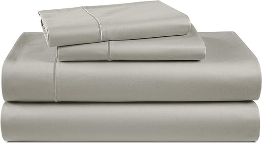 LANE LINEN 100% Egyptian Cotton Bed Sheets - 1000 Thread Count 4-Piece Silver King Set Bedding Sateen Weave Luxury Hotel 16" Deep Pocket (Fits Upto 17" Mattress) - LeafyLoom