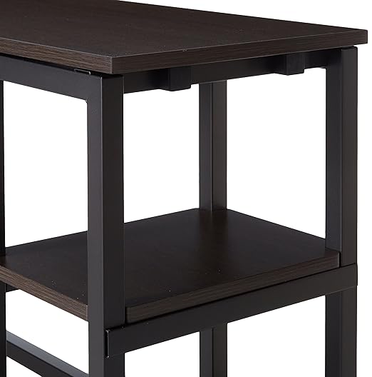 ZINUS Luke 53 Inch Black Metal Corner Desk with Storage Shelves / L-Shaped Computer Desk / Office Desk / Easy, Bolt Free Assembly, Medium, Espresso - LeafyLoom