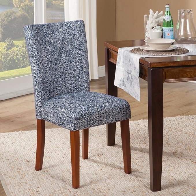 HomePop Parsons Classic Upholstered Accent Dining Chair, Set of 2, Navy - LeafyLoom