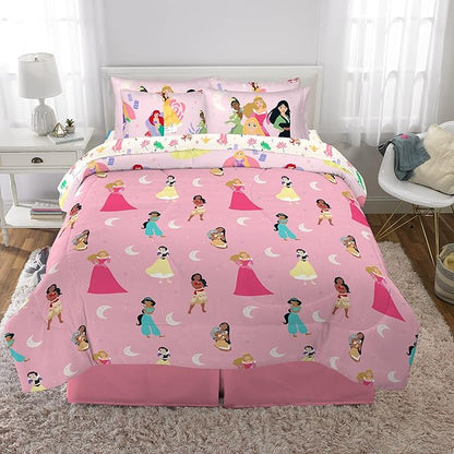 Disney Princess Kids Bedding Super Soft Comforter and Sheet Set with Sham, 7 Piece Full Size, "Official" Disney Product By Franco (PRINTS MAY VARY) - LeafyLoom