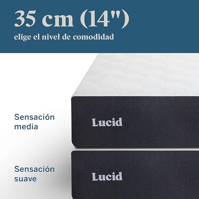 LUCID 14 Inch Memory Foam Mattress - Medium Feel - Memory Foam Infused with Bamboo Charcoal and Gel - Temperature Regulating - Pressure Relief - Breathable - Premium Support - California King Size - LeafyLoom