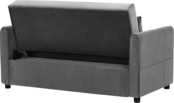 57.1" Convertible Sofa Bed, 3 in 1 Multi-Functional Lounge Chair Sleeper Loveseat , Pull Out Couch Guest Bed Futon Sofabed Sofacama with Adjustable Backrest and Side Pockets for Living Room Office - LeafyLoom