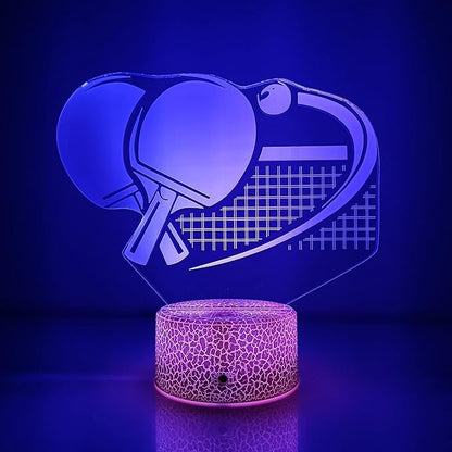 Optical Illusion 3D Ping Pong Paddle Night Light USB Power Remote Control LED Decor Table Desk Lamps 7/16 Colors Changing Lights Children Kids Gift Christmas Xmas Brithday Gift - LeafyLoom